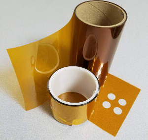 Polyimide film slit into rolls for die cutting gaskets